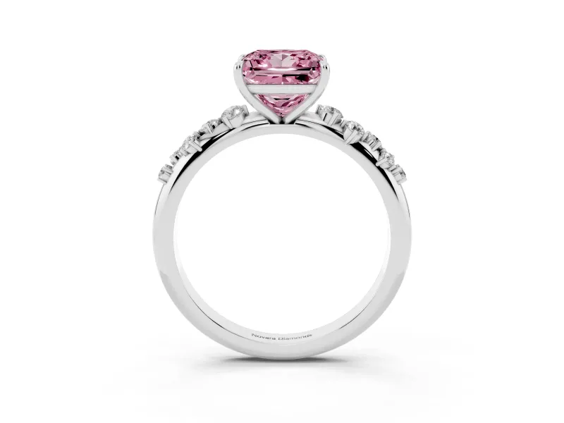 Princess Cut Graduated Solitaire Engagement Ring Setting for a Fancy Pink Lab-Grown Diamond | Sterling Silver