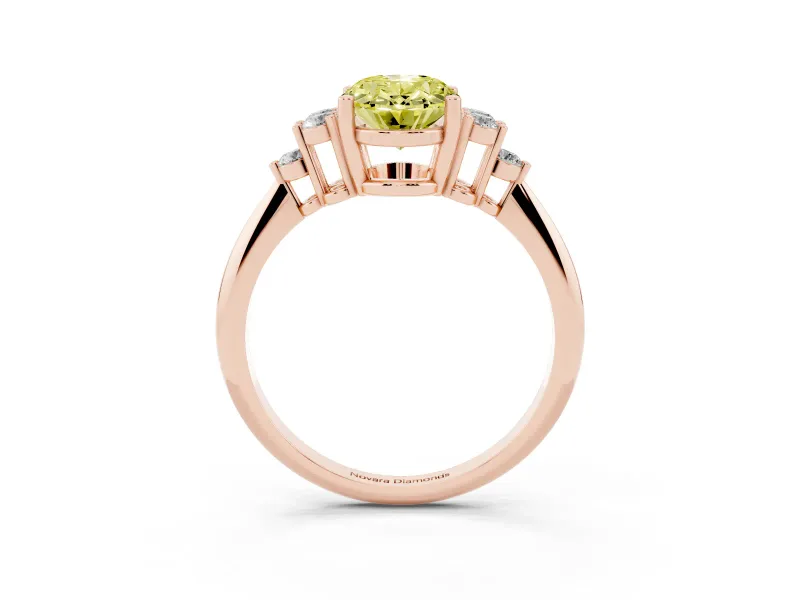 Oval Cluster Accent Engagement Ring Setting for a Fancy Yellow Lab-Grown Diamond | Rose Gold