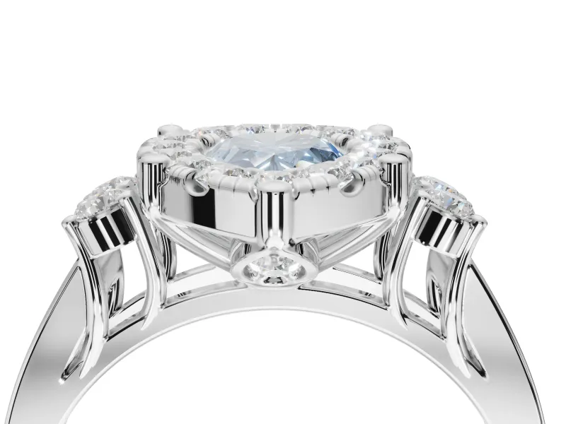 Pear-Shaped Halo Engagement Ring Setting for a Fancy Blue Lab-Grown Diamond | Graduated Channel Band | Platinum