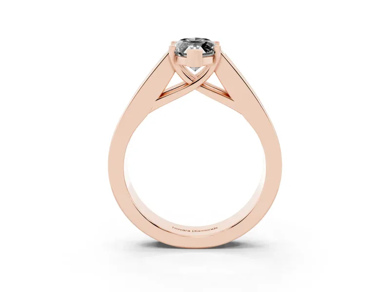 Marquise Channel-Set Engagement Ring Setting for a Black Center | Princess Side Stones | Rose Gold