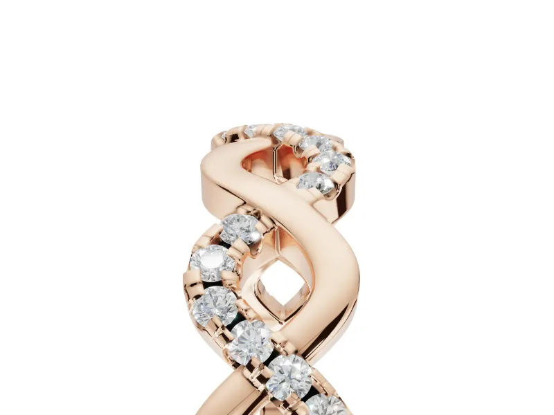 Round Lab-Grown Diamond Infinity Twist Wedding Band | Pavé and Polished | Rose Gold