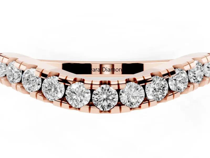 Round Lab-Grown Diamond Pavé Contour Wedding Band | Shared Prongs | Rose Gold