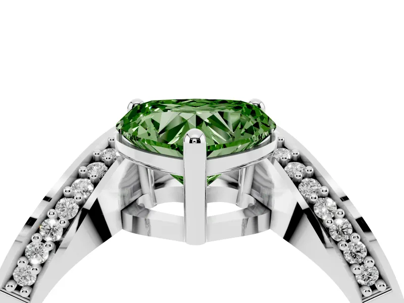 Heart-Shaped Bypass Engagement Ring Setting for a Fancy Green Lab-Grown Diamond | Pavé Ribbon | Sterling Silver