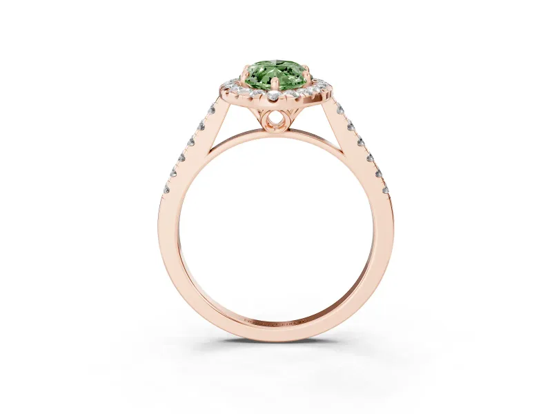 Marquise Raised Halo Engagement Ring Setting for a Fancy Green Lab-Grown Diamond | Rose Gold