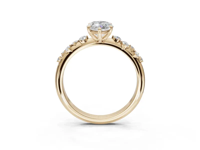 Marquise Solitaire Engagement Ring Setting | Graduated Scattered Accents | Yellow Gold
