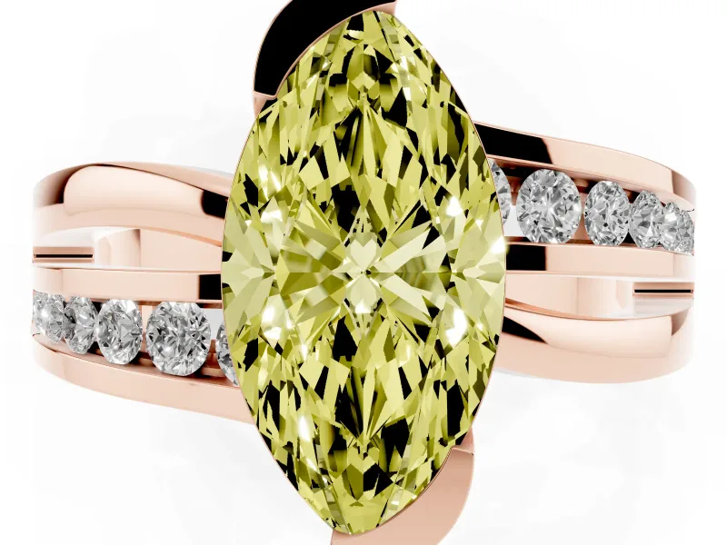 Marquise Graduated Bypass Engagement Ring Setting for a Fancy Yellow Lab-Grown Diamond | Rose Gold