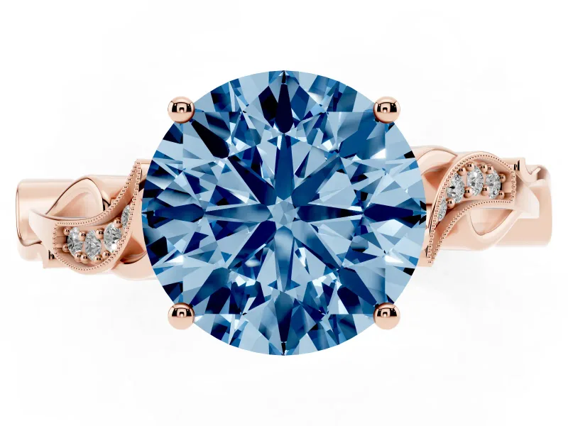 Round Vine Engagement Ring Setting for a Fancy Blue Lab-Grown Diamond | Rose Gold