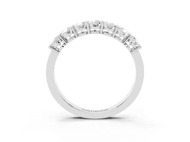 Oval Diamond Eternity Band Set in Silver with Shared Prongs
