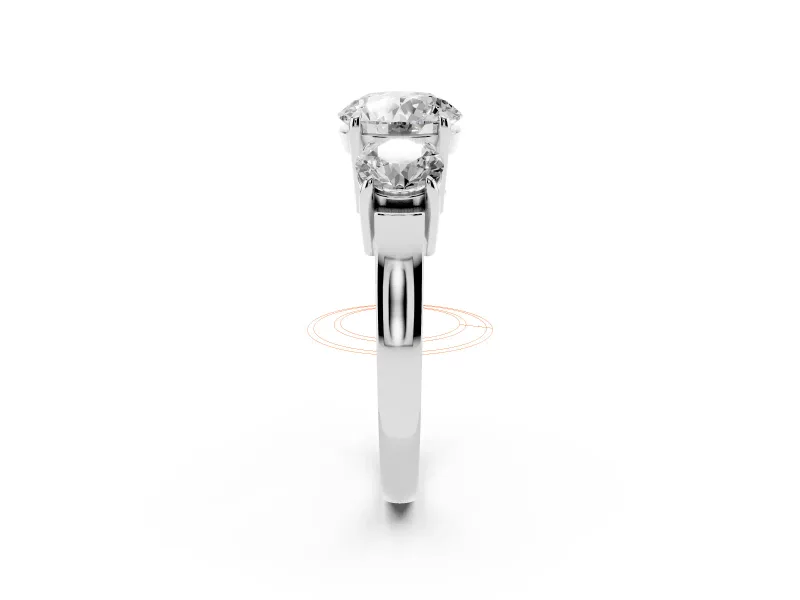 Round Three Stone Engagement Ring Setting | Round Side Stones and Open Baskets | Platinum