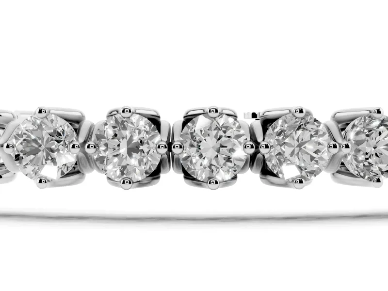 Round Lab-Grown Diamond Tennis Bracelet | Compass Basket Prongs | White Gold