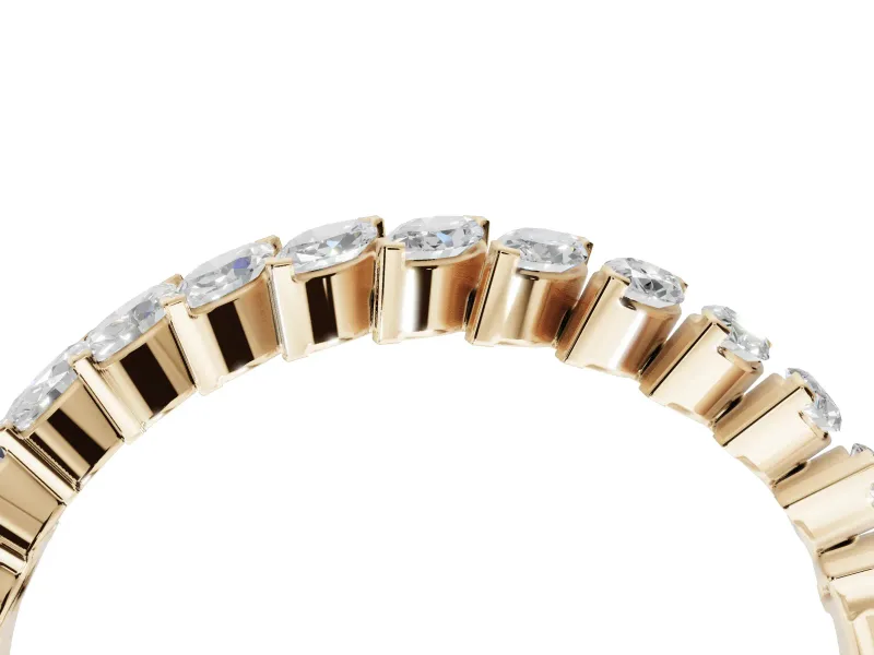Marquise Lab-Grown Diamond Slanted Half Eternity Wedding Band | Tip Cups | Yellow Gold