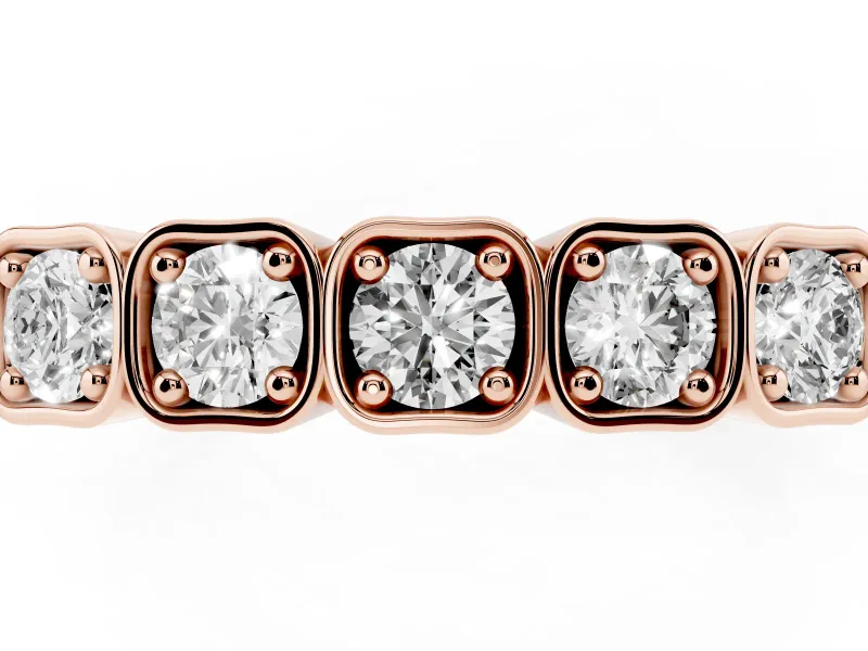 Five-Stone Round Diamond Band Set in Rose gold with Bezel Setting