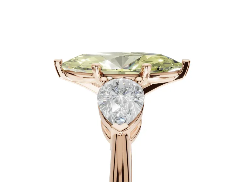 Marquise 3-Stone Engagement Ring Setting for a Fancy Yellow Lab-Grown Diamond | Rose Gold