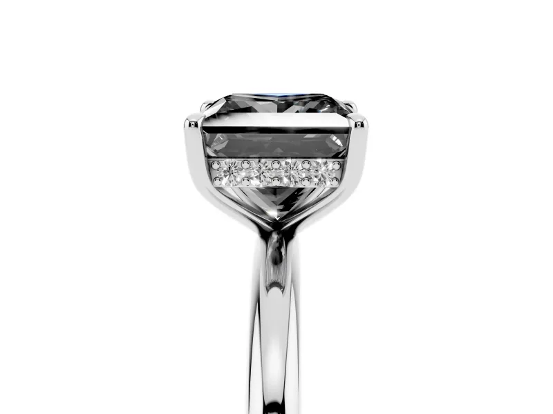 Fancy Black Princess Cut Diamond Solitaire Ring Set in Silver with Thin Band and Prong Setting