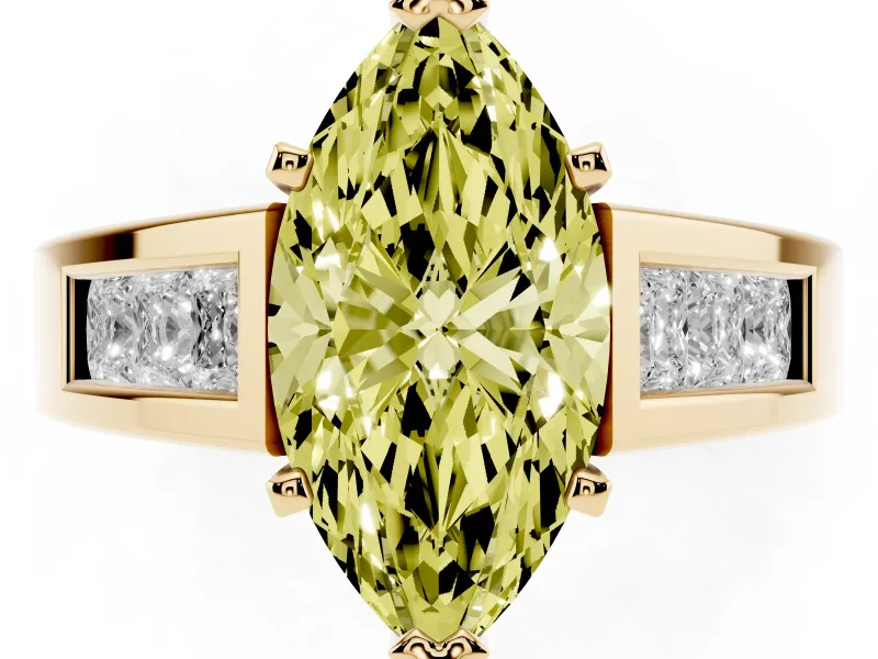 Marquise Channel-Set Engagement Ring Setting for a Fancy Yellow Lab-Grown Diamond | Yellow Gold