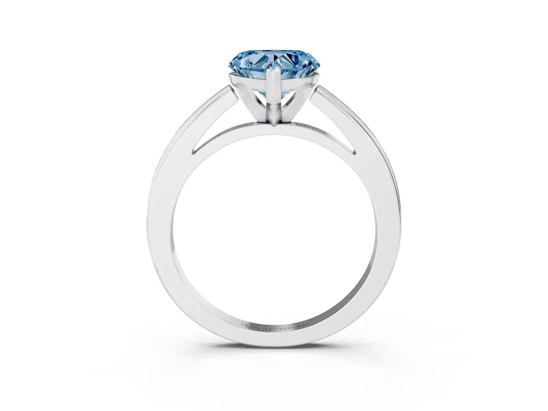 Fancy Blue Heart Cut Diamond Solitaire Ring Set in White gold with Prong Setting and Classic Band