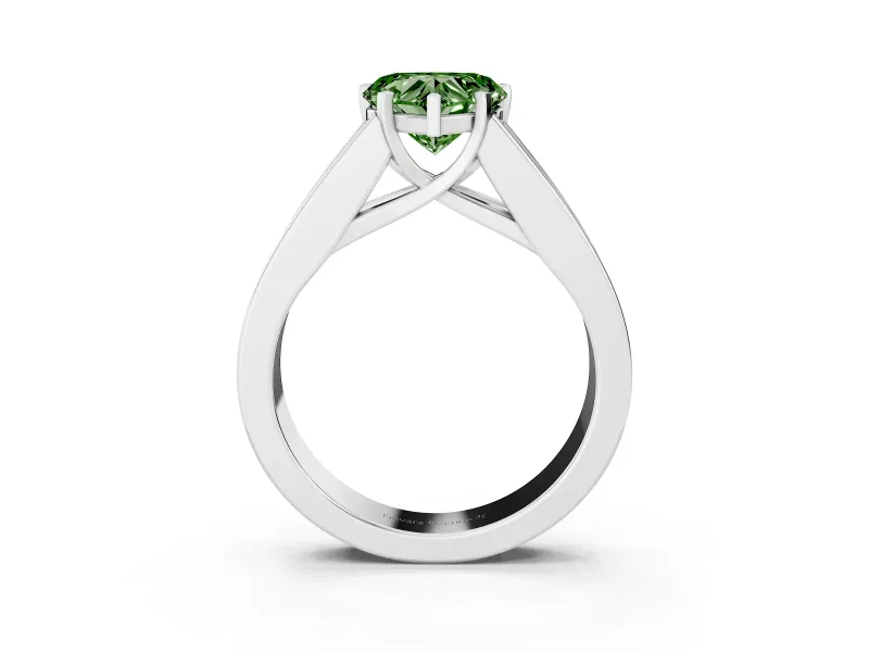 Heart-Shaped Channel-Set Engagement Ring Setting for a Fancy Green Lab-Grown Diamond | Platinum