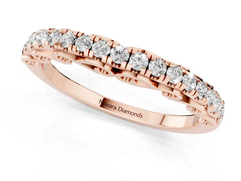 Round Diamond Classic Prong Eternity Band Set in Rose gold with Continuous Row