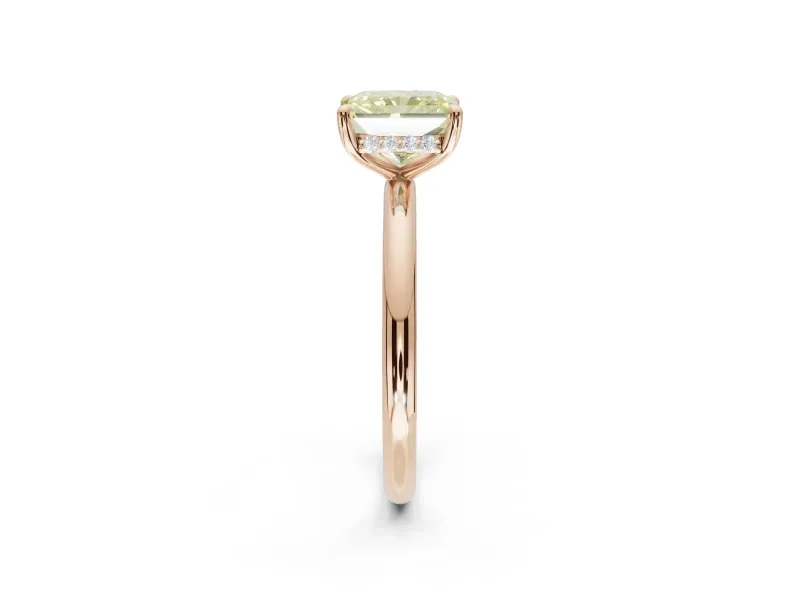 Radiant Cut Hidden Halo Ring Setting for a Fancy Yellow Lab-Grown Diamond | Rose Gold