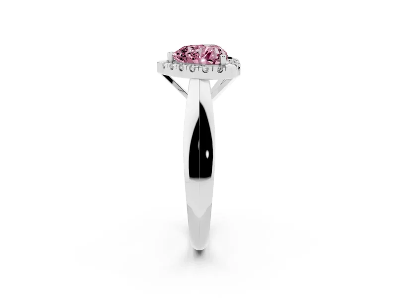 Heart-Shaped Halo Engagement Ring Setting for a Fancy Pink Lab-Grown Diamond | Square Profile Band | White Gold