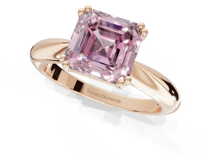 Princess Cut Tapered Solitaire Engagement Ring Setting for a Fancy Pink Lab-Grown Diamond | Rose Gold