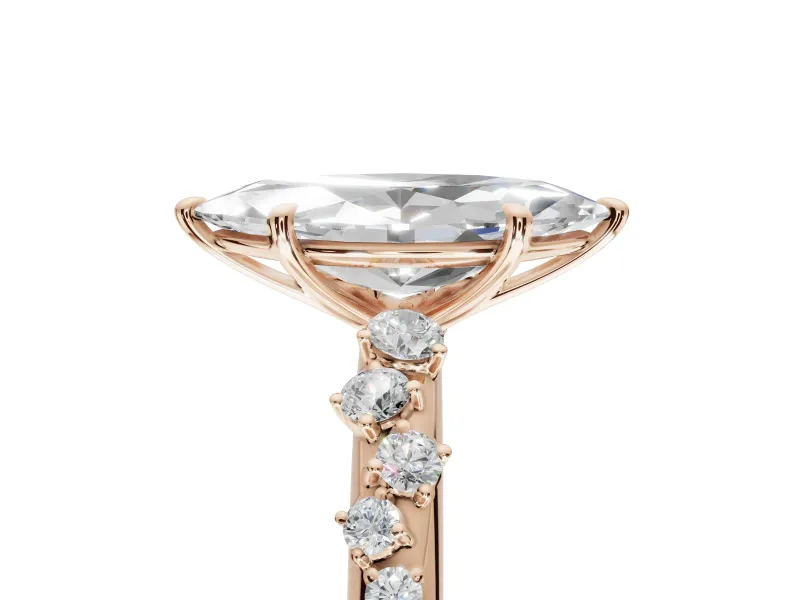 Marquise Solitaire Engagement Ring Setting | Graduated Scattered Accents | Rose Gold