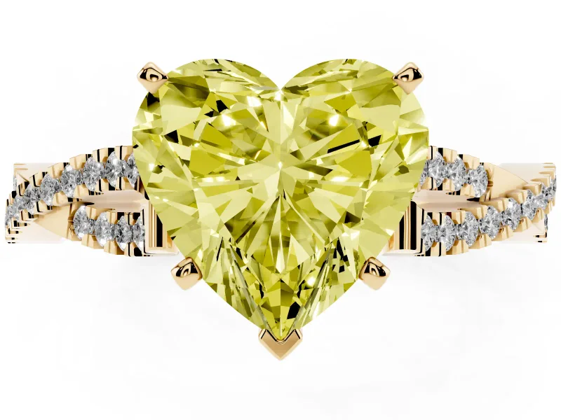 Heart-Shaped Twisted Engagement Ring Setting for a Fancy Yellow Lab-Grown Diamond | Yellow Gold