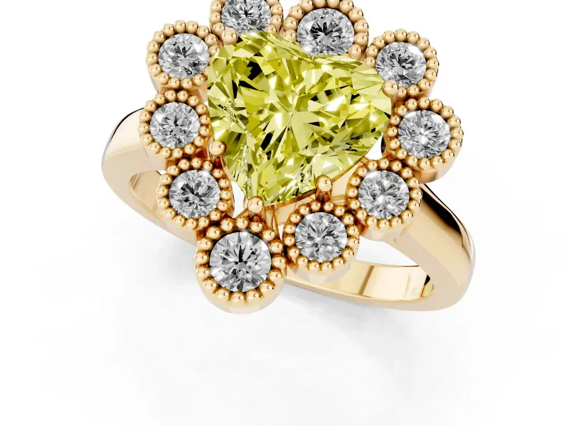 Heart-Shaped Halo Engagement Ring Setting for a Fancy Yellow Lab-Grown Diamond | Yellow Gold - Design NV-24775