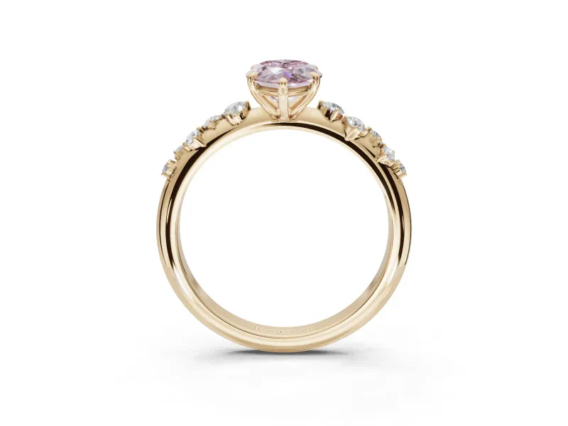 Marquise Graduated Solitaire Engagement Ring Setting for a Fancy Pink Lab-Grown Diamond | Yellow Gold