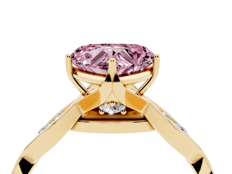 Heart-Shaped Twisted Infinity Engagement Ring Setting for a Fancy Pink Lab-Grown Diamond | Yellow Gold