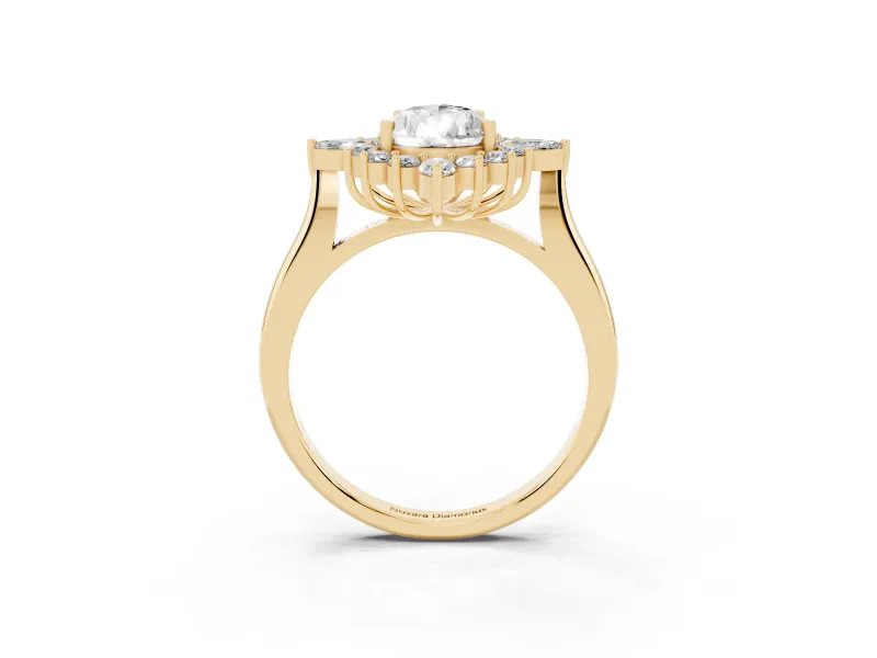 Pear-Shaped Cluster Halo Engagement Ring Setting | Yellow Gold