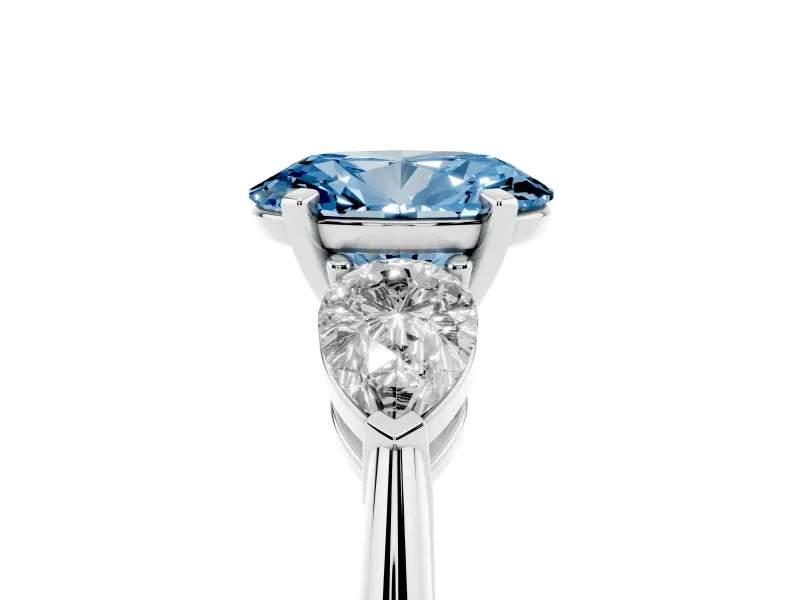 Oval 3-Stone Engagement Ring Setting for a Fancy Blue Lab-Grown Diamond | Sterling Silver