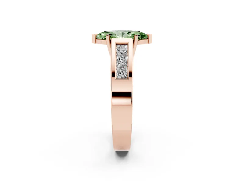 Marquise Channel-Set Engagement Ring Setting for a Fancy Green Lab-Grown Diamond | Rose Gold