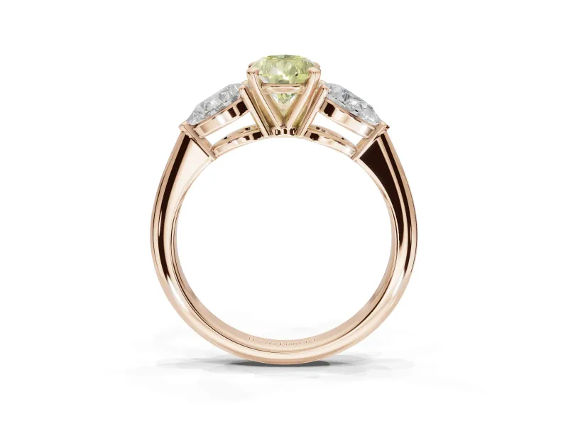 Pear-Shaped 3-Stone Engagement Ring Setting for a Fancy Yellow Lab-Grown Diamond | Rose Gold