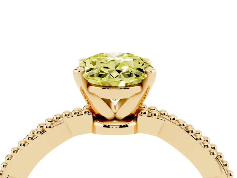 Oval Twisted Solitaire Engagement Ring Setting for a Fancy Yellow Lab-Grown Diamond | Yellow Gold