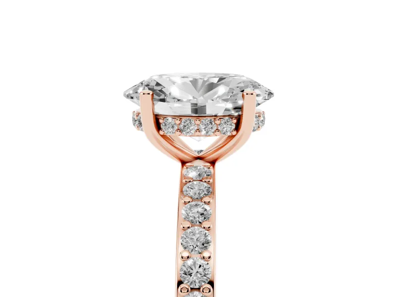 Oval Hidden Halo Pavé Engagement Ring Setting | Micro Pavé Band | Rose Gold