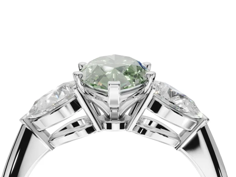 Marquise 3-Stone Engagement Ring Setting for a Fancy Green Lab-Grown Diamond | Sterling Silver