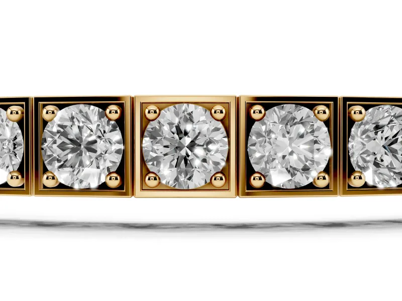 Round Lab-Grown Diamond Box Set Tennis Bracelet | Stepped Square Frames | Yellow Gold