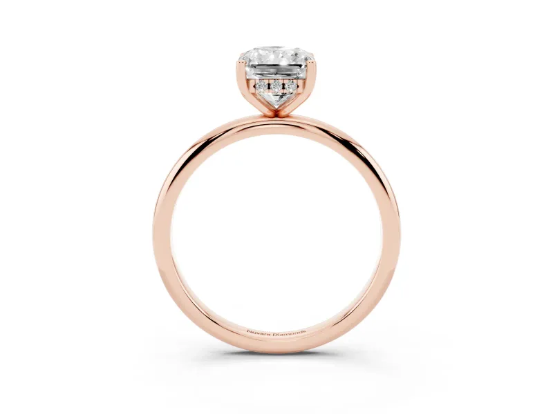 Radiant Cut Micro-Prong Hidden Halo Engagement Ring Setting | Plain Band | Rose Gold