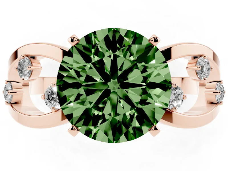 Round Loop Engagement Ring Setting for a Fancy Green Lab-Grown Diamond | Rose Gold