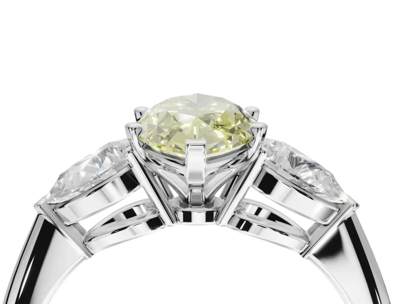 Marquise 3-Stone Engagement Ring Setting for a Fancy Yellow Lab-Grown Diamond | Sterling Silver