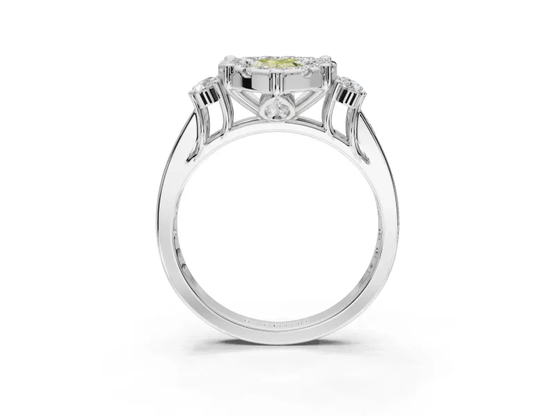 Pear-Shaped Halo Engagement Ring Setting for a Fancy Yellow Lab-Grown Diamond | Graduated Channel Band | Platinum