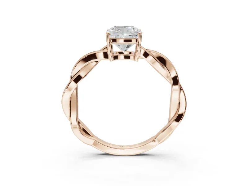 Cushion Cut Twisted Pavé Solitaire Engagement Ring Setting | Open Basket | Rose Gold
