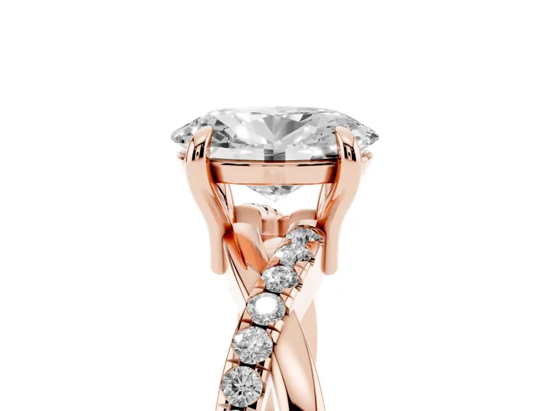 Oval Pavé Twist Engagement Ring Setting | Crossover Band | Rose Gold