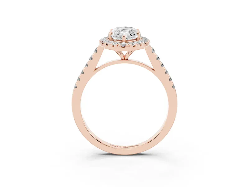 Marquise Halo Engagement Ring Setting | Pave Shoulders | Rose Gold