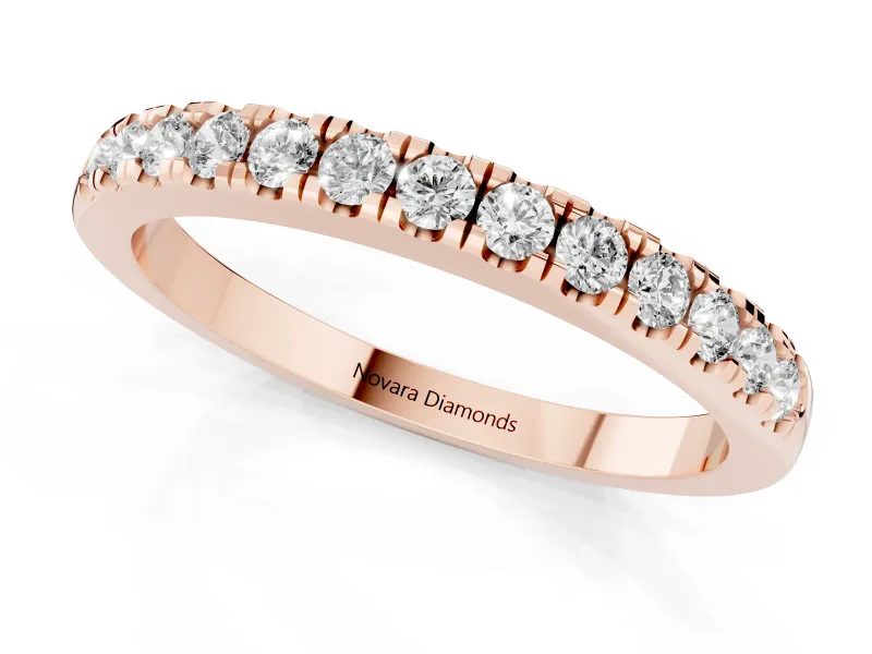 Round Diamond Pavé Eternity Band Set in Rose gold with Delicate Prongs