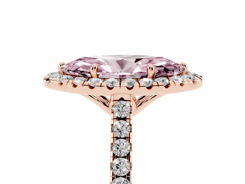Marquise Raised Halo Engagement Ring Setting for a Fancy Pink Lab-Grown Diamond | Rose Gold