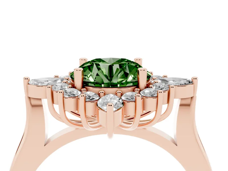 Round Engagement Ring Setting for a Fancy Green Lab-Grown Diamond | Rose Gold - Design NV-24790
