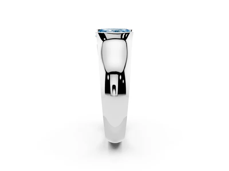 Radiant Cut Half Bezel Solitaire Engagement Ring Setting for a Fancy Blue Lab-Grown Diamond | Wide Band | White Gold