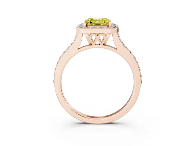 Asscher Cut Halo Engagement Ring Setting for a Fancy Yellow Lab-Grown Diamond | Rose Gold - Design NV-24729